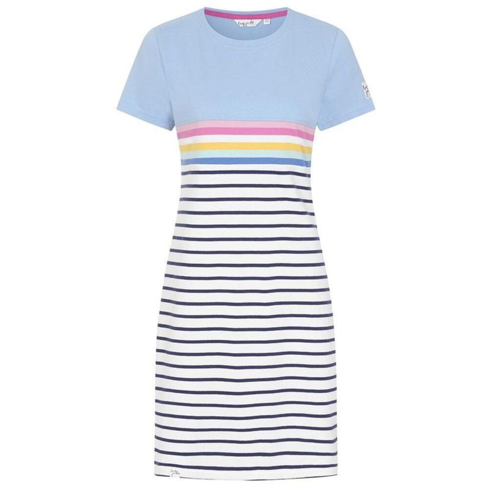 Lazy Jacks Womens/Ladies Striped T-Shirt Dress / Sky